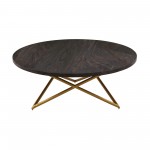 Atala Brown Veneer Coffee Table with Brushed Gold Legs