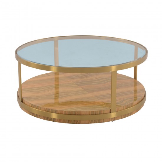 Hattie Glass Top Coffee Table with Brushed Gold Legs