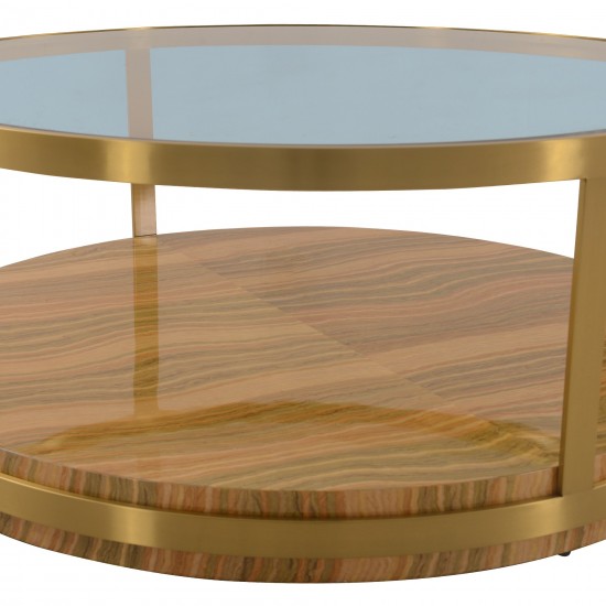 Hattie Glass Top Coffee Table with Brushed Gold Legs