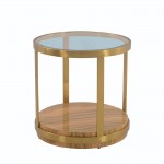 Hattie Glass Top End Table with Brushed Gold Legs