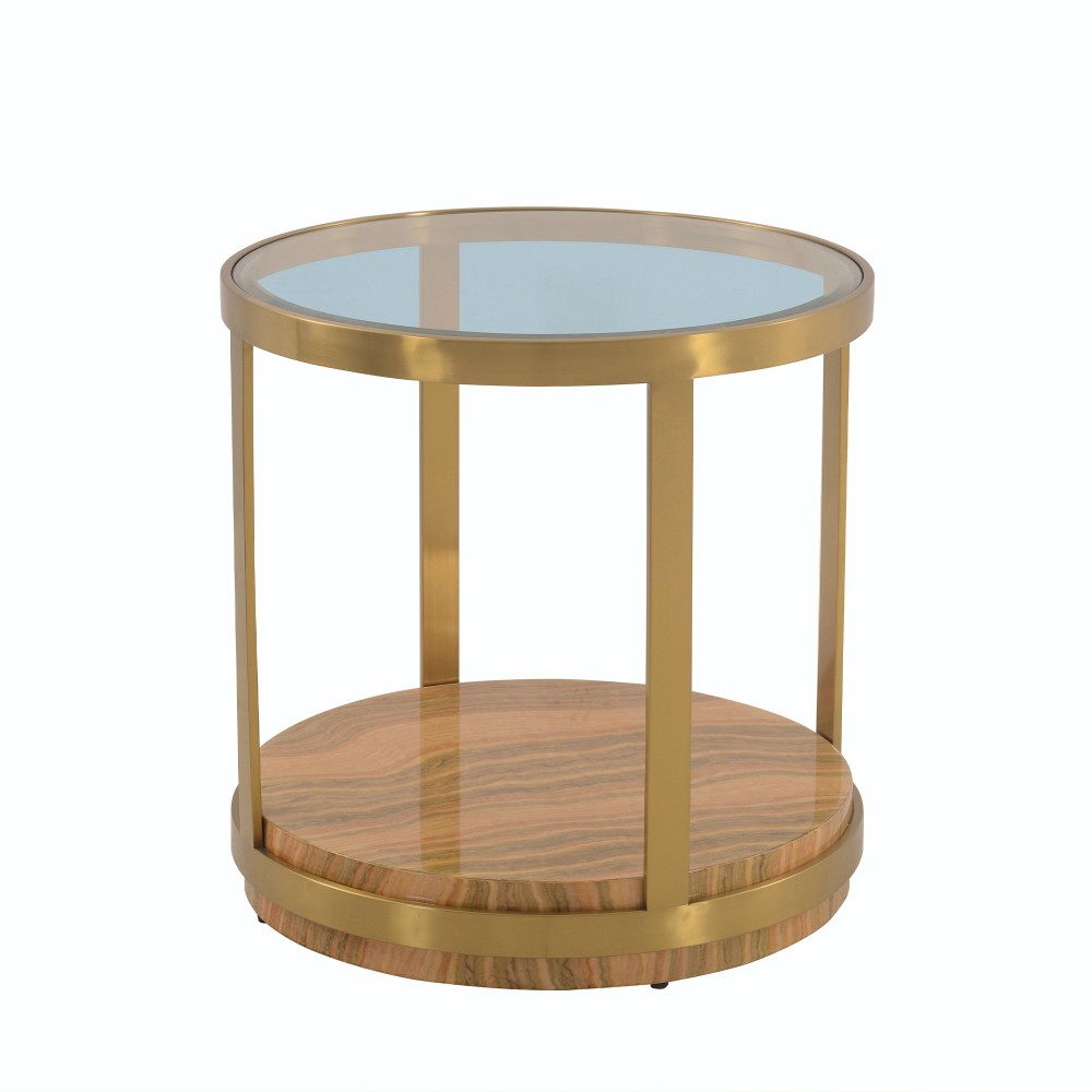 Hattie Glass Top End Table with Brushed Gold Legs