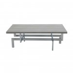 Illusion Gray Wood Coffee Table with Brushed Stainless Steel Base