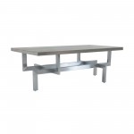 Illusion Gray Wood Coffee Table with Brushed Stainless Steel Base