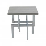 Illusion Gray Wood End Table with Brushed Stainless Steel Base