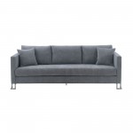 Heritage Gray Fabric Upholstered Sofa with Brushed Stainless Steel Legs