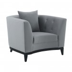 Melange Gray Velvet Accent Chair with Black Wood Base