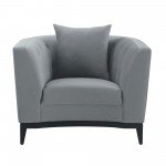 Melange Gray Velvet Accent Chair with Black Wood Base