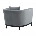 Melange Gray Velvet Accent Chair with Black Wood Base