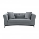 Melange Gray Velvet Loveseat with Black Wood Base