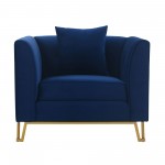 Everest 2 Piece Blue Fabric Upholstered Sofa & Chair Set