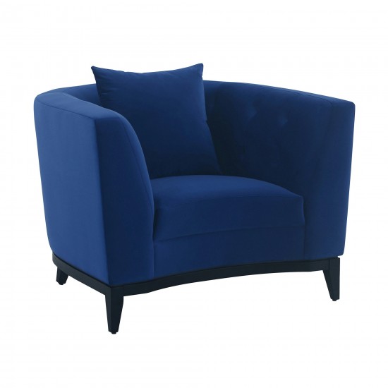 Melange 3 Piece Blue Velvet Living Room Seating Set