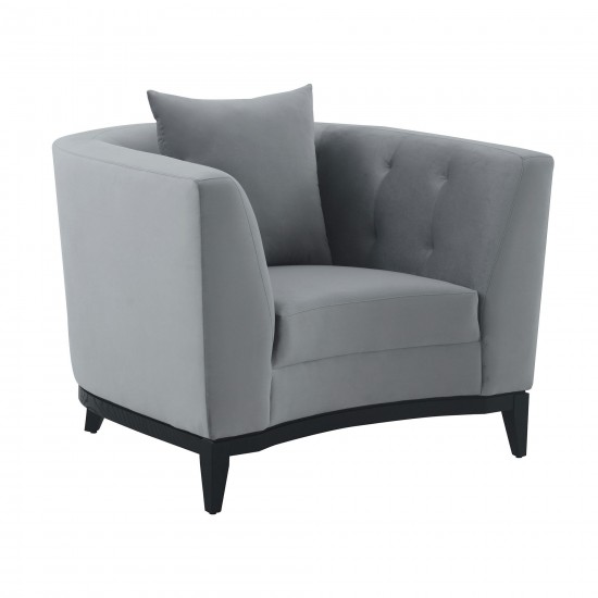 Melange 3 Piece Gray Velvet Living Room Seating Set