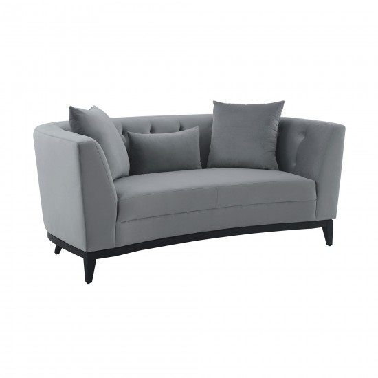 Melange 3 Piece Gray Velvet Living Room Seating Set