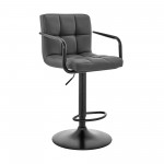 Laurant Adjustable Height Gray Faux Leather Swivel Bar Stool