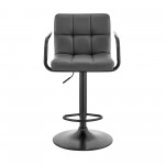 Laurant Adjustable Height Gray Faux Leather Swivel Bar Stool