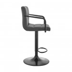 Laurant Adjustable Height Gray Faux Leather Swivel Bar Stool