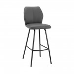 Tandy Gray Faux Leather and Black Metal 30" Bar Stool