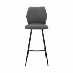 Tandy Gray Faux Leather and Black Metal 30" Bar Stool