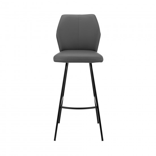 Tandy Gray Faux Leather and Black Metal 30" Bar Stool