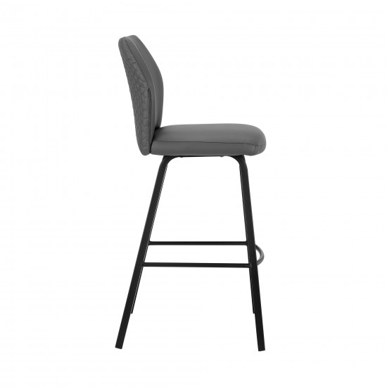 Tandy Gray Faux Leather and Black Metal 30" Bar Stool