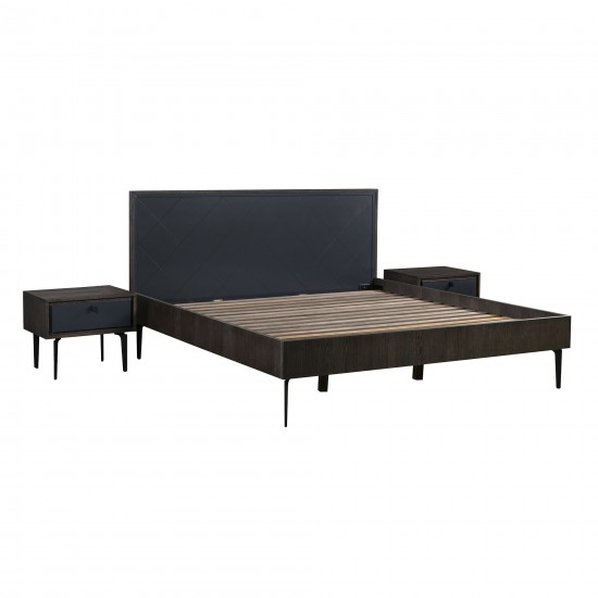 Cross Dark Gray Solid Oak King 3pc Bedroom Set