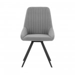 Alison Swivel Gray Velvet and Metal Dining Room Chairs - Set of 2