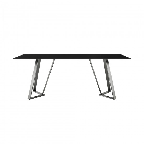 Cressida Glass and Stainless Steel Rectangular Dining Room Table