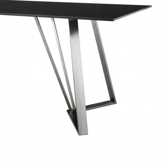 Cressida Glass and Stainless Steel Rectangular Dining Room Table