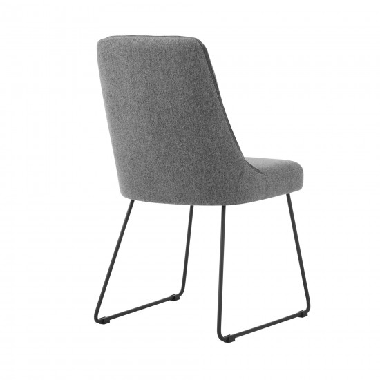 Quartz Gray Fabric and Metal Dining Room Chairs - Set of 2