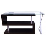 ACME Buck Desk w/Swivel, Black High Gloss & Clear Glass