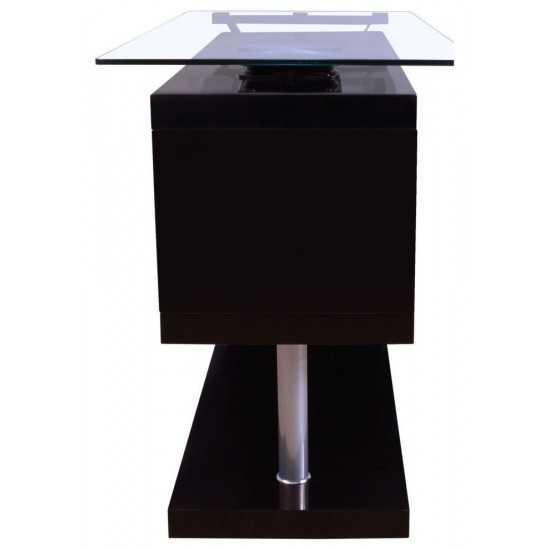 ACME Buck Desk w/Swivel, Black High Gloss & Clear Glass