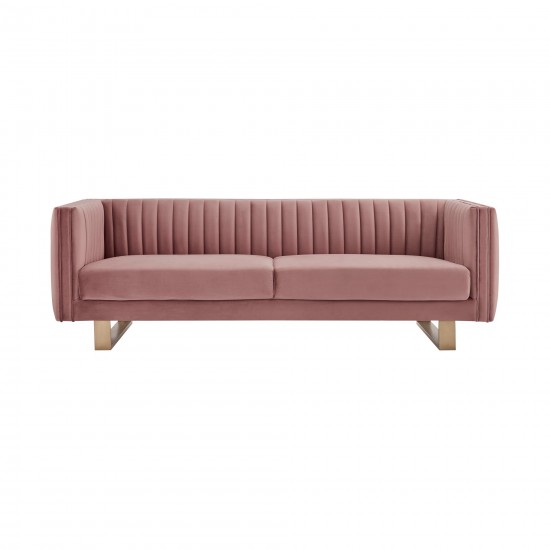 Delilah 86" Blush Velvet Square Arm Sofa