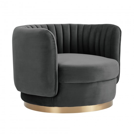 Davy Dark Gray Velvet Swivel Accent Chair