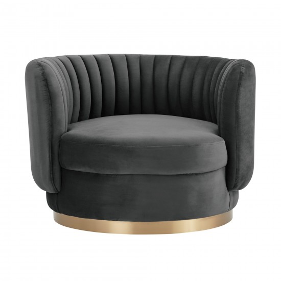 Davy Dark Gray Velvet Swivel Accent Chair