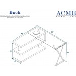 ACME Buck Desk w/Swivel, White High Gloss & Clear Glass