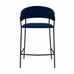 Nara 26" Blue Faux Leather and Metal Counter Height Barstool with Black frame