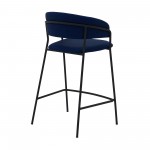 Nara 26" Blue Faux Leather and Metal Counter Height Barstool with Black frame