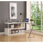 ACME Buck Desk w/Swivel, White High Gloss & Clear Glass