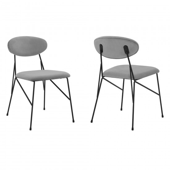 Alice Gray Velvet and Metal Dining Room Chairs - Set of 2