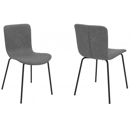 Gillian Modern Dark Gray Faux Leather and Metal Dining Room Chairs - Set of 2