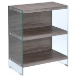 ACME Armon Bookshelf, Gray Oak & Clear Glass