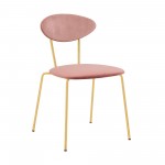 Neo Modern Pink Velvet and Gold Metal Leg Dining Room Chairs - Set of 2