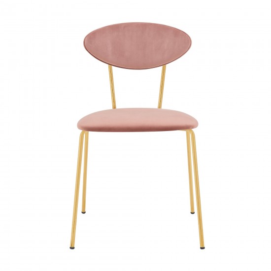 Neo Modern Pink Velvet and Gold Metal Leg Dining Room Chairs - Set of 2