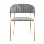 Nara Modern Gray Velvet and Gold Metal Leg Dining Room Chairs - Set of 2
