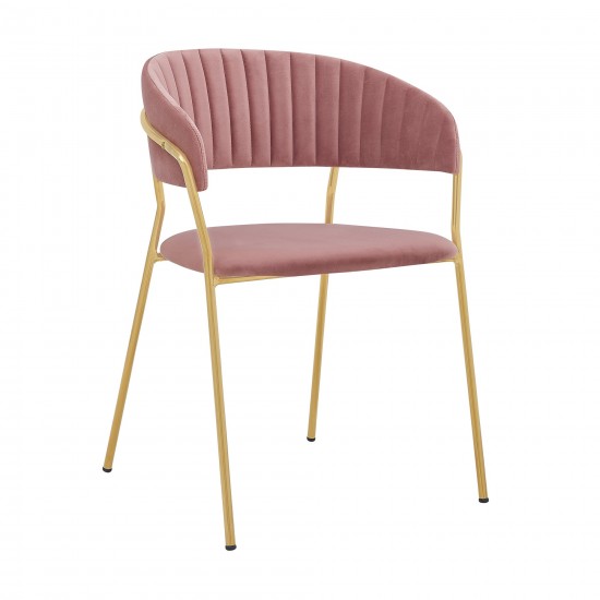 Nara Modern Pink Velvet and Gold Metal Leg Dining Room Chairs - Set of 2