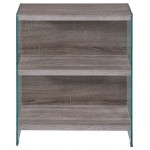 ACME Armon Bookshelf, Gray Oak & Clear Glass