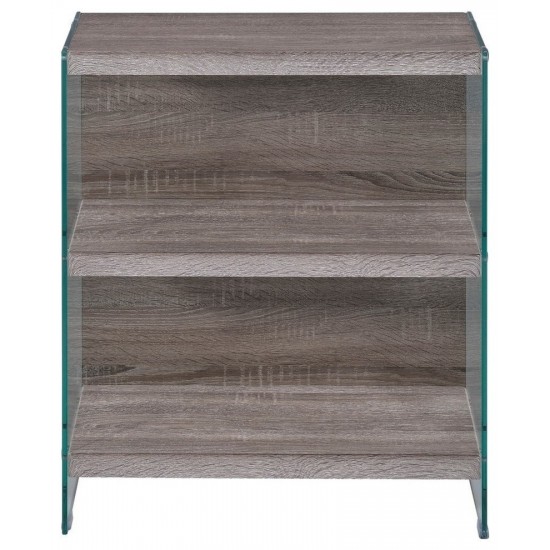 ACME Armon Bookshelf, Gray Oak & Clear Glass