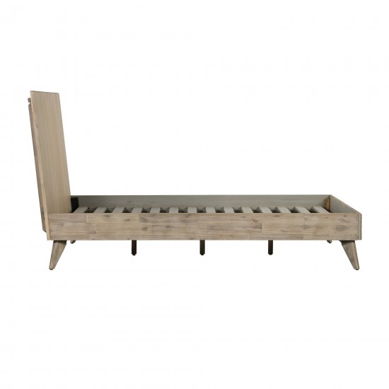 Baly Acacia Mid-Century Gray Sandblast Platform King Bed