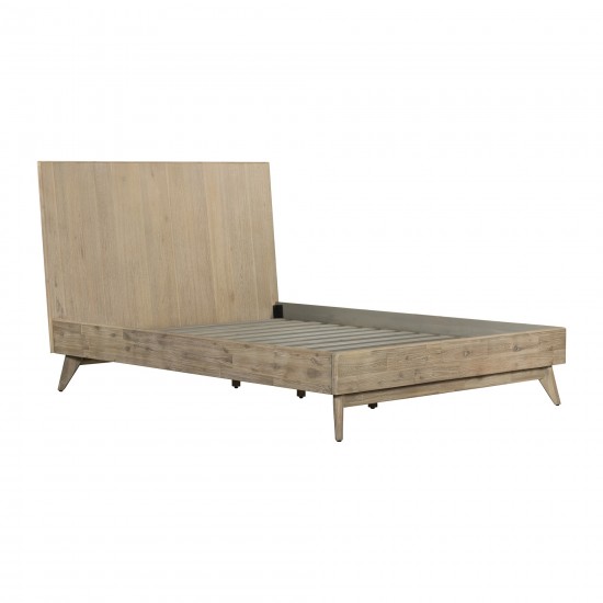 Baly Acacia Mid-Century Gray Sandblast Platform Queen Bed