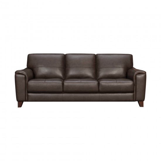 Bergen 87" Espresso Genuine Leather Square Arm Sofa